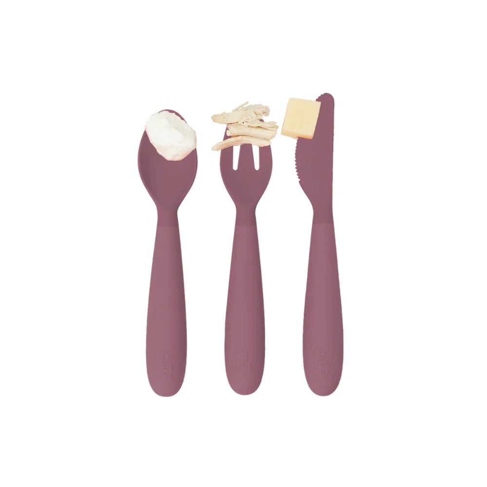Happy Utensils for Toddlers(Spoon, Fork & Knife) - Mauve