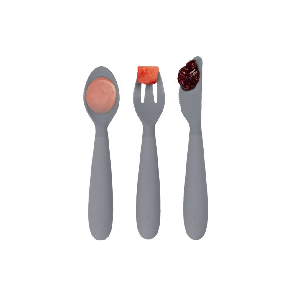 Happy Utensils for Toddlers(Spoon, Fork & Knife) - Grey