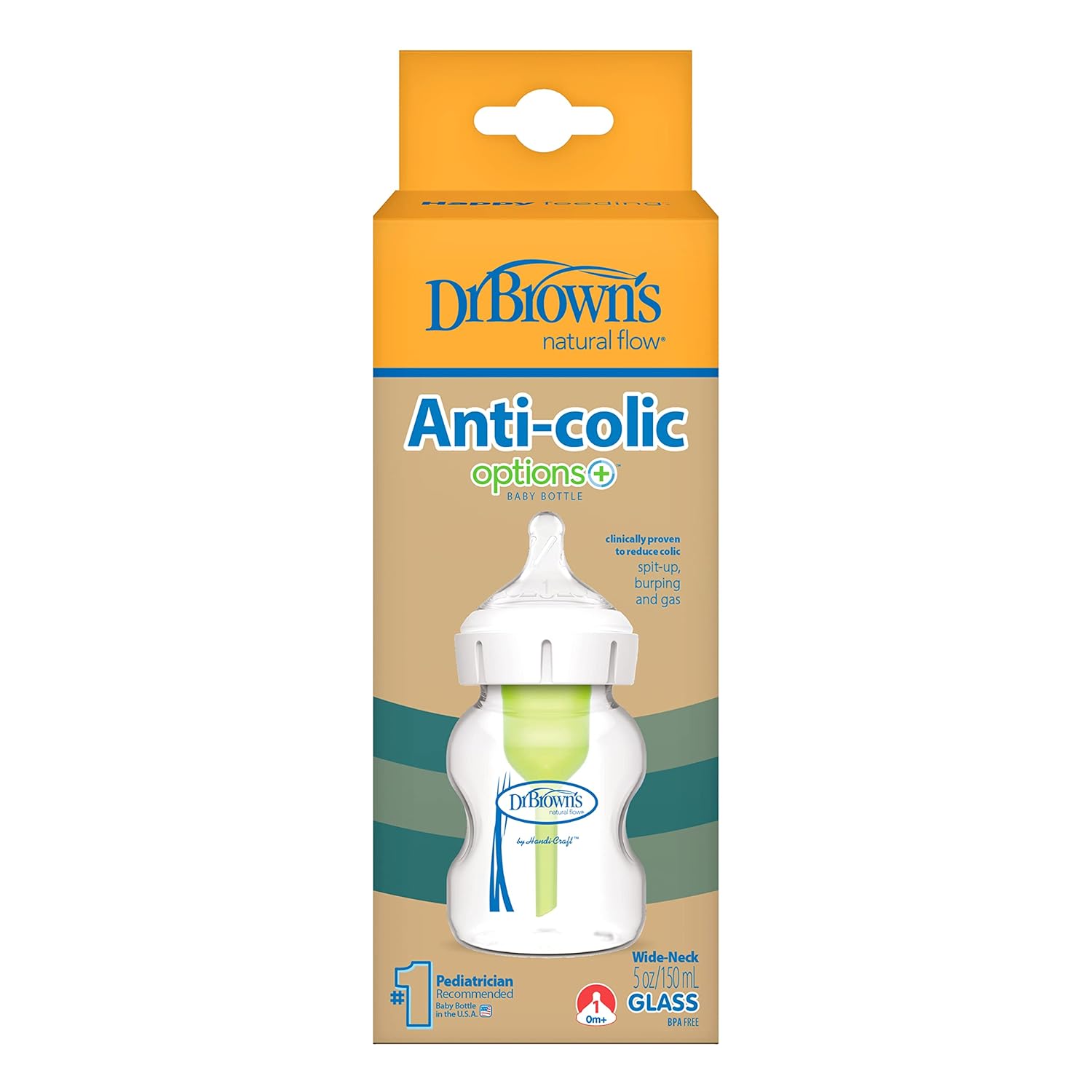 Anti-Colic Options+ Wide-Neck Glass Feeding Bottle