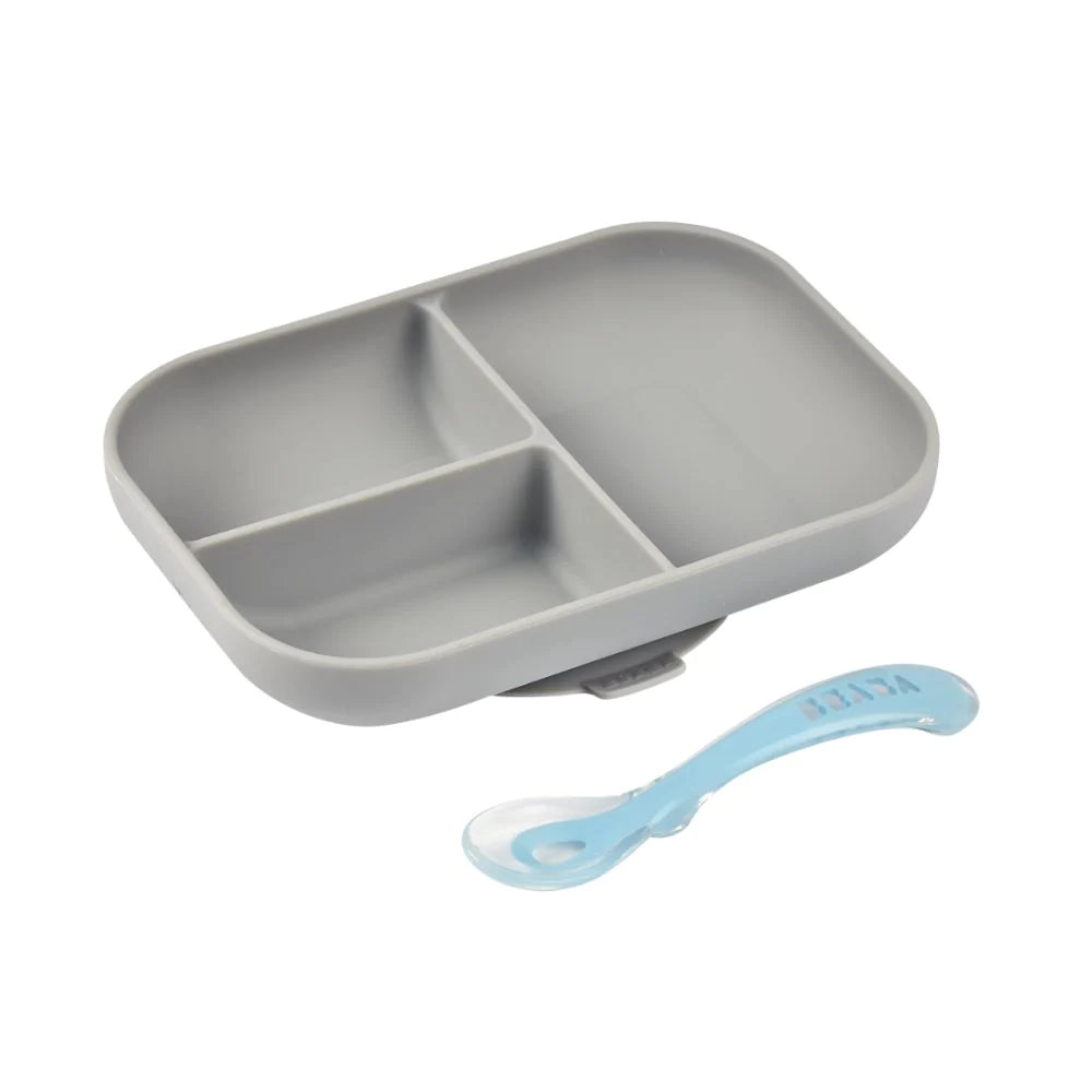 Silicone Suction Divided Plate with 2nd Stage Spoon