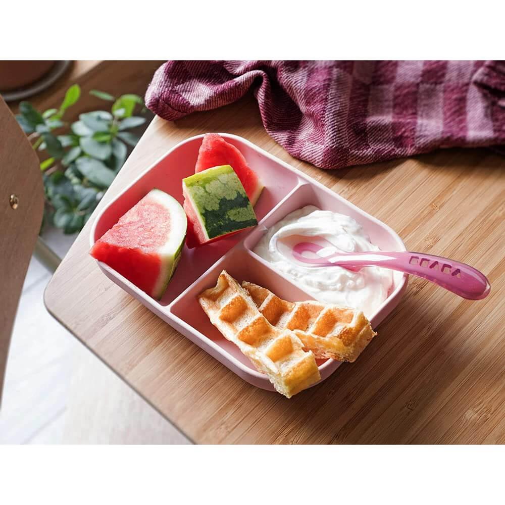 Silicone Suction Divided Plate with 2nd Stage Spoon