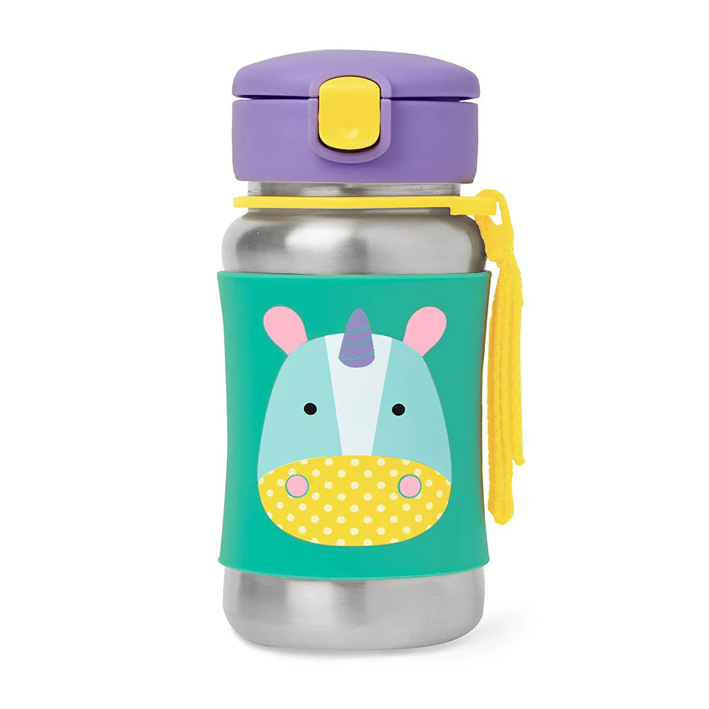 Zoo Stainless Steel Little Kid Straw Bottle - Unicorn , Monkey