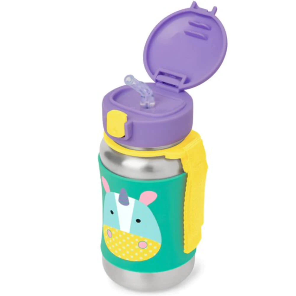 Zoo Stainless Steel Little Kid Straw Bottle - Unicorn , Monkey