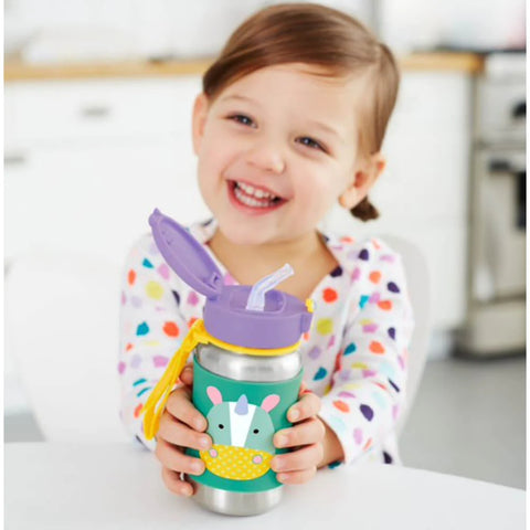 Zoo Stainless Steel Little Kid Straw Bottle - Unicorn , Monkey